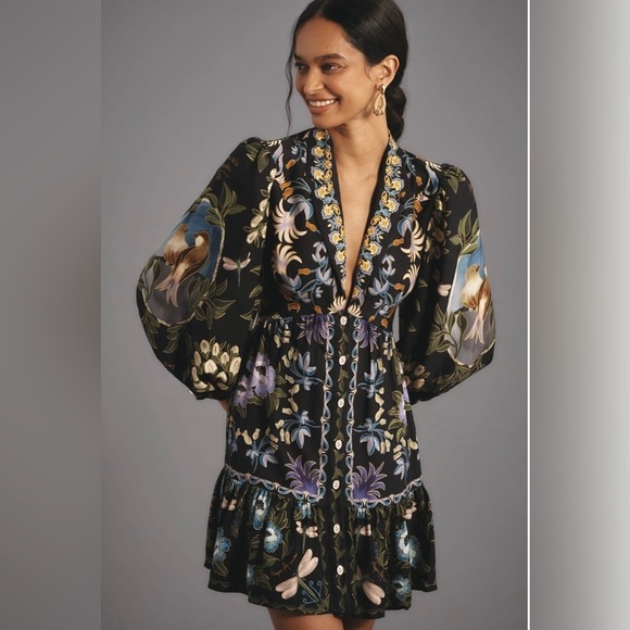 farm rio winter garden dress Black Winter Garden Mini Dress